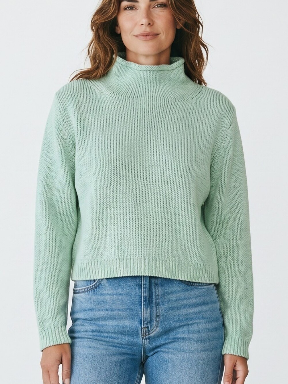 J. Crew Always Rollneck Cropped Sweater in Mint XS